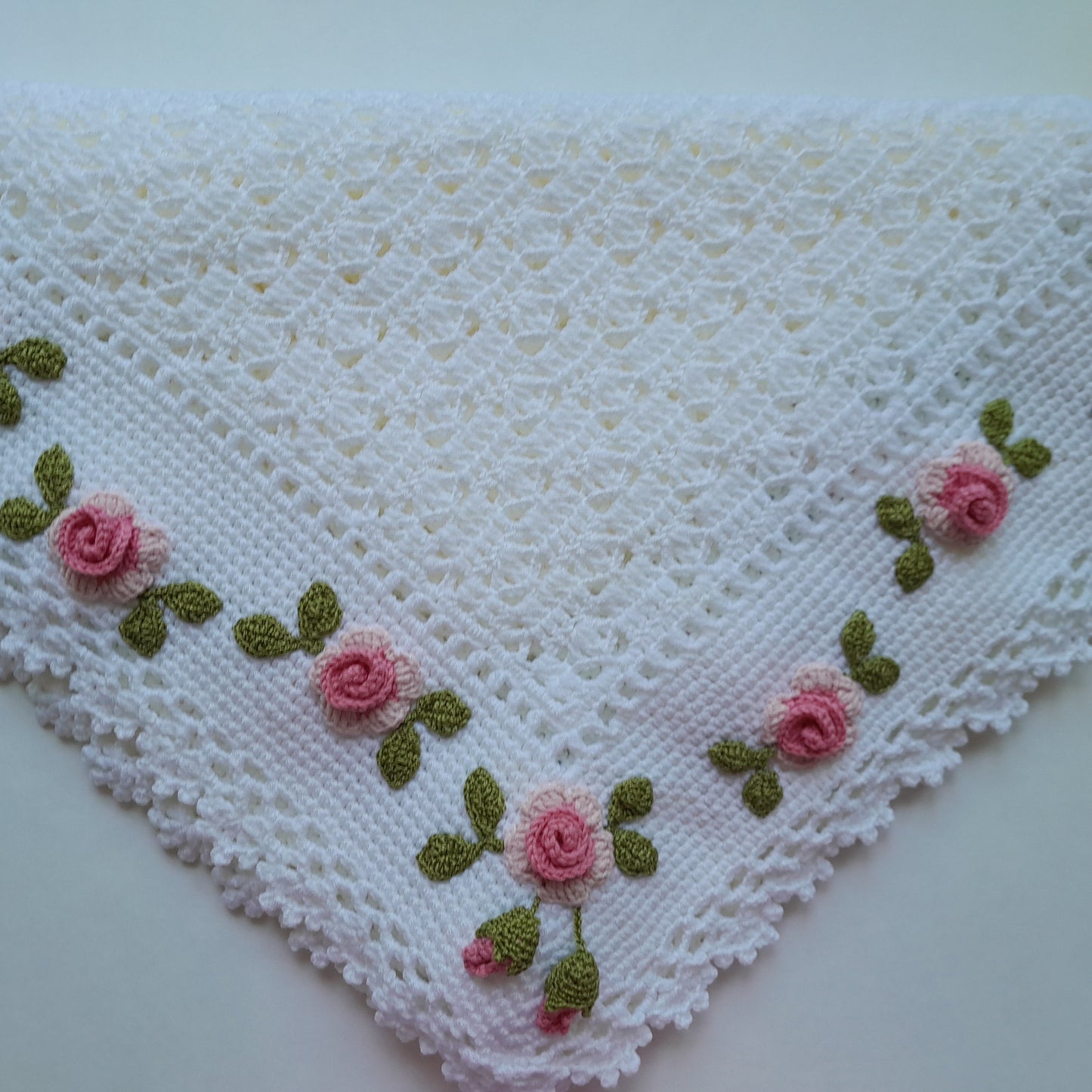 Crochet Baby Blanket Rose Garden Flowers Applique