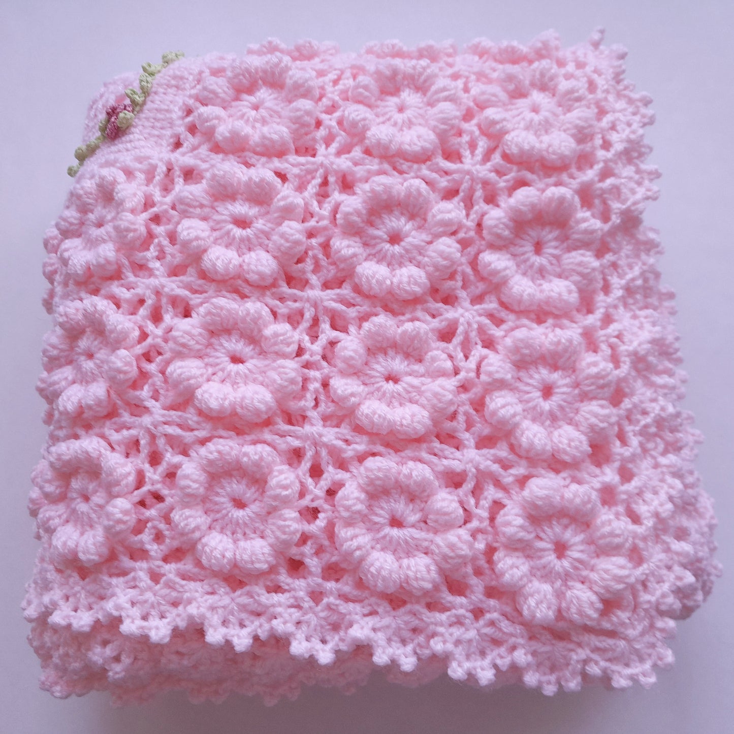 Crochet Baby Blanket Pink Blossom Flowers