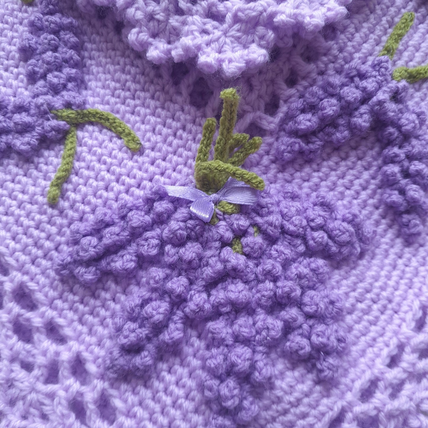 Crochet Baby Blanket Lavender Flowers