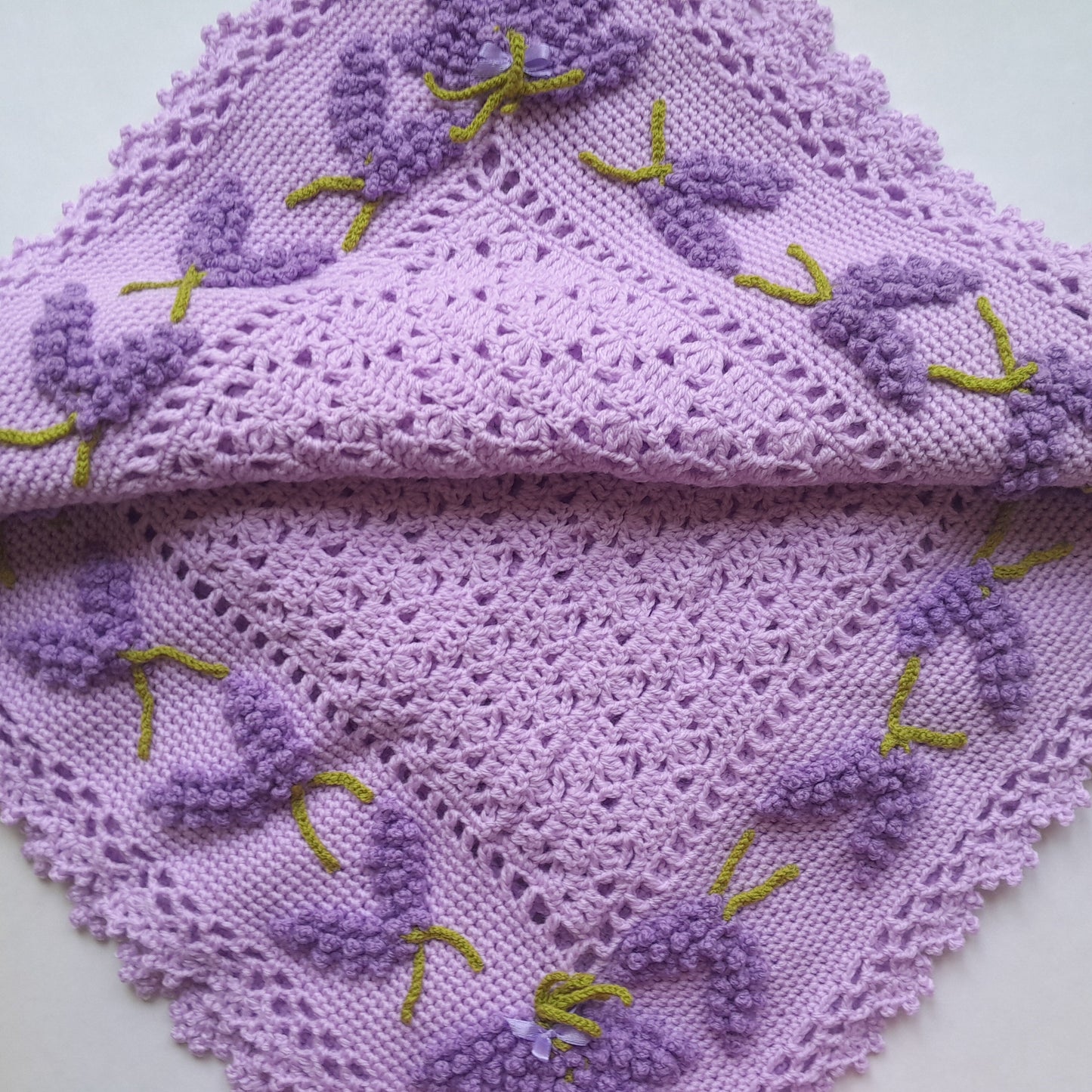Crochet Baby Blanket Lavender Flowers