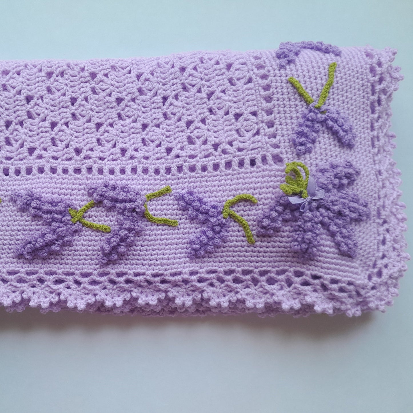 Crochet Baby Blanket Lavender Flowers
