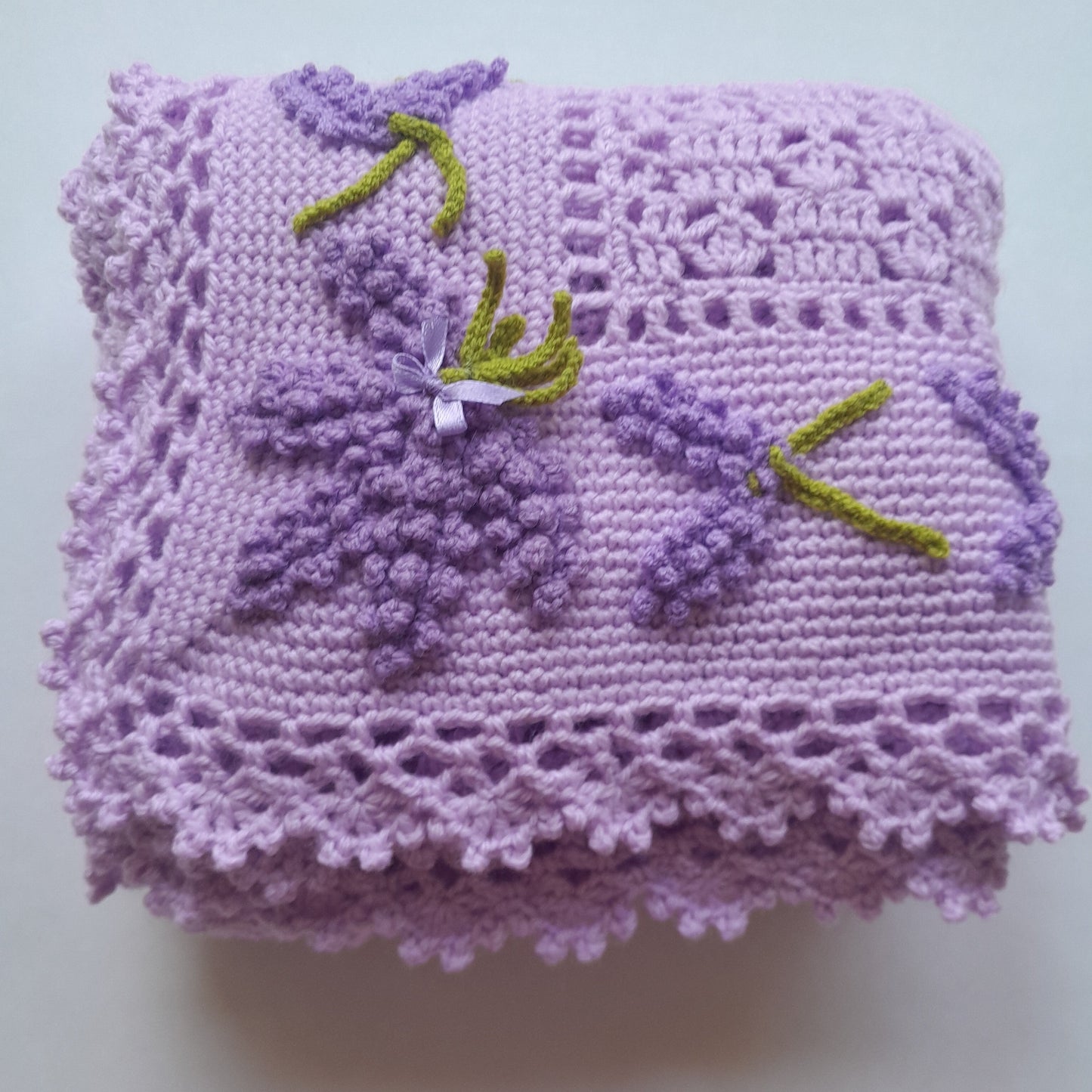 Crochet Baby Blanket Lavender Flowers