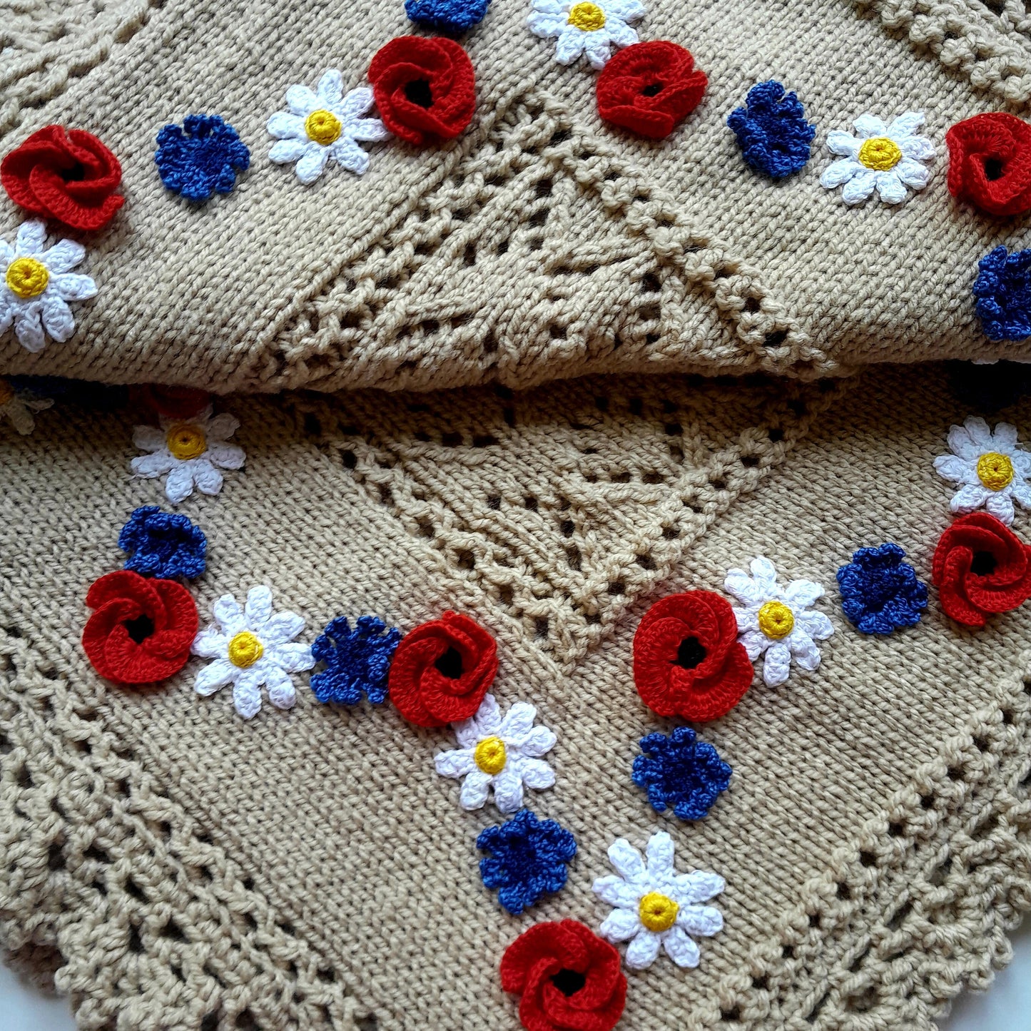 Knit Baby Blanket Wild Flowers