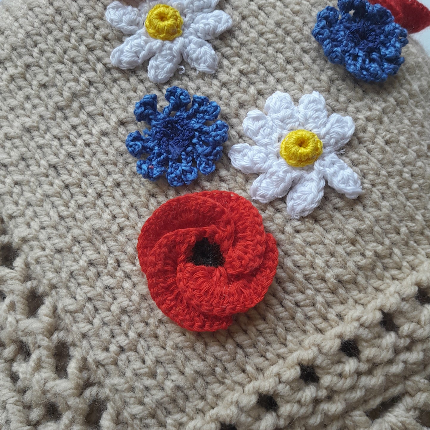 Knit Baby Blanket Wild Flowers