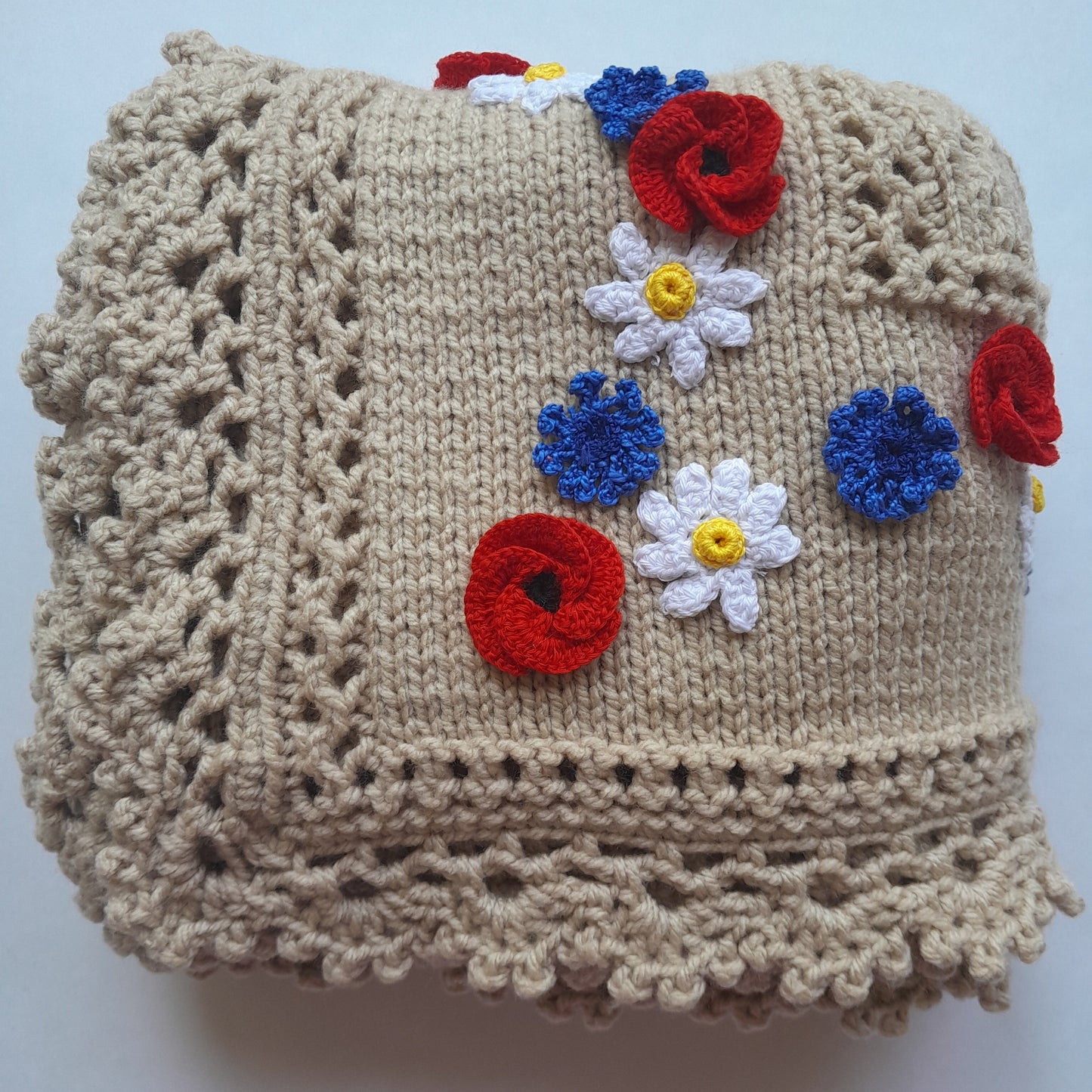 Knit Baby Blanket Wild Flowers