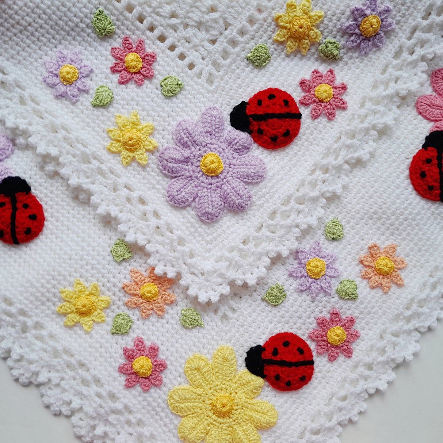 Crochet Baby Blanket Summer Colors Ladybug