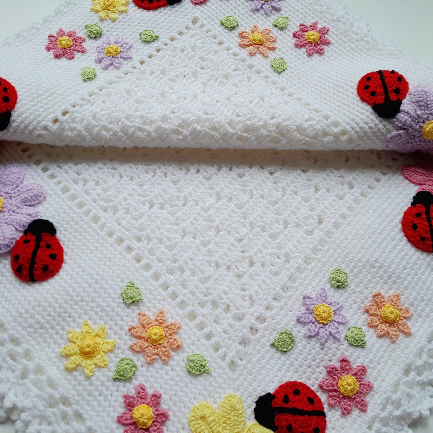 Crochet Baby Blanket Summer Colors Ladybug