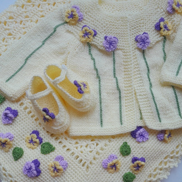Hand-made Baby Set with Pancy Flowers
