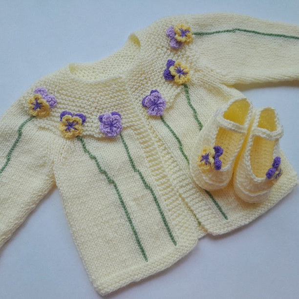 Hand-made Baby Set with Pancy Flowers