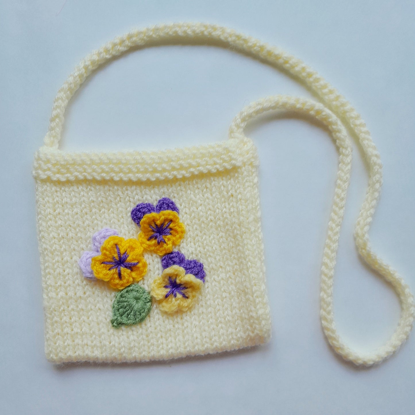 3T Knitted Baby Jacket with Pansy Crochet Applique