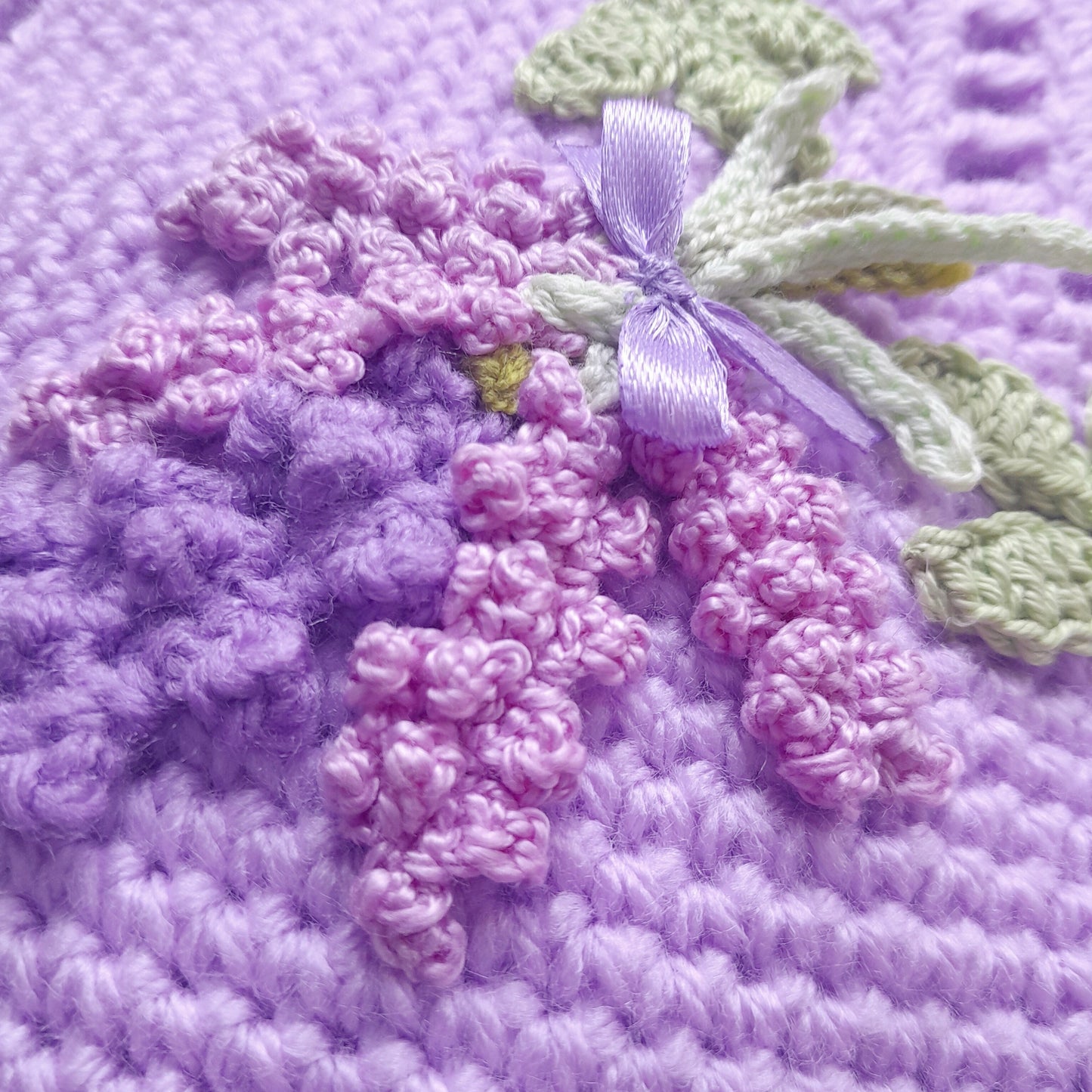 Crochet Baby Blanket Lavender Daisy Flowers