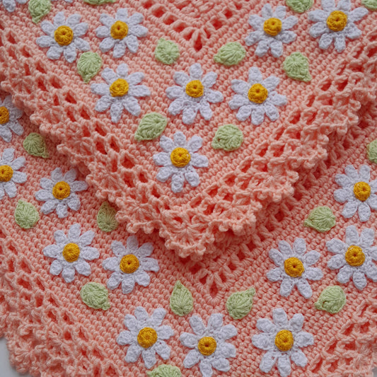 Crochet Baby Blanket Daisy Flowers