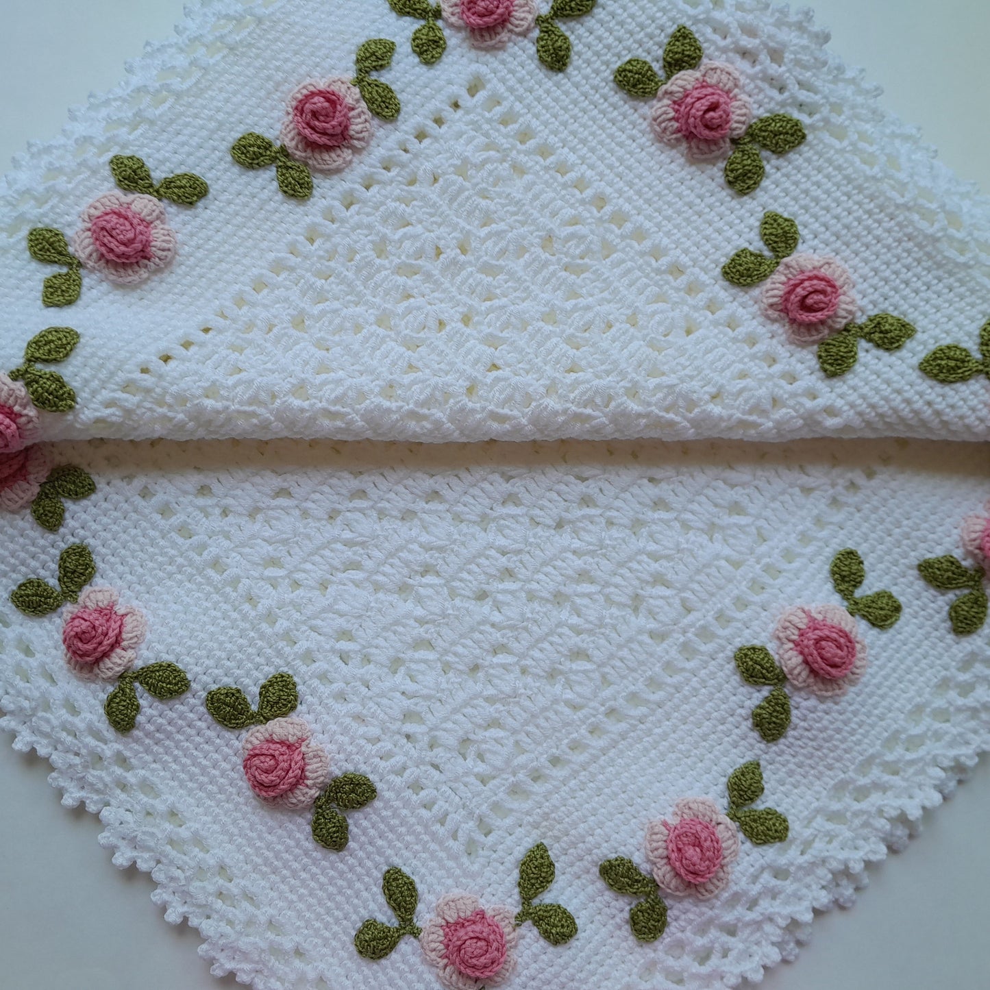 Crochet Baby Blanket Rose Garden Flowers Applique