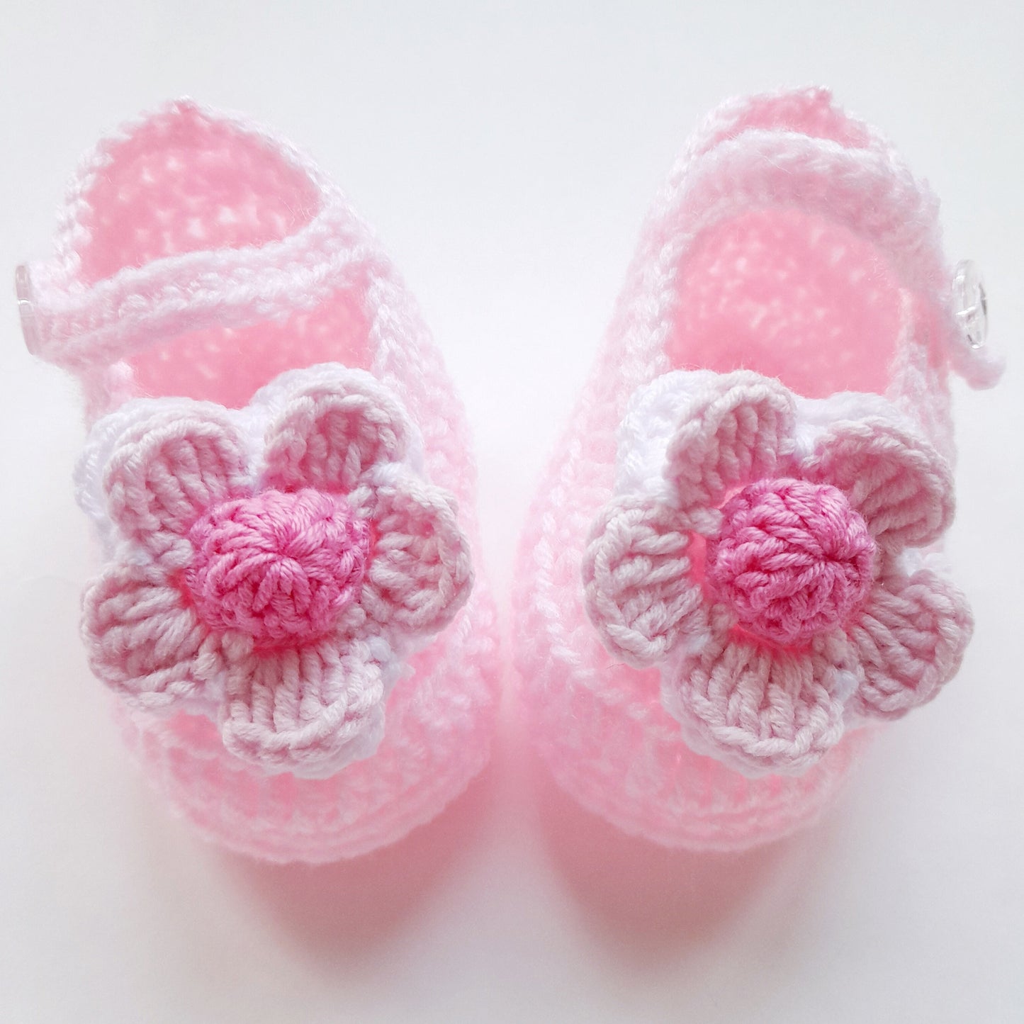 Knitted Baby Girl Jacket Pink Flowers Bow Crochet Applique, Baby Booties