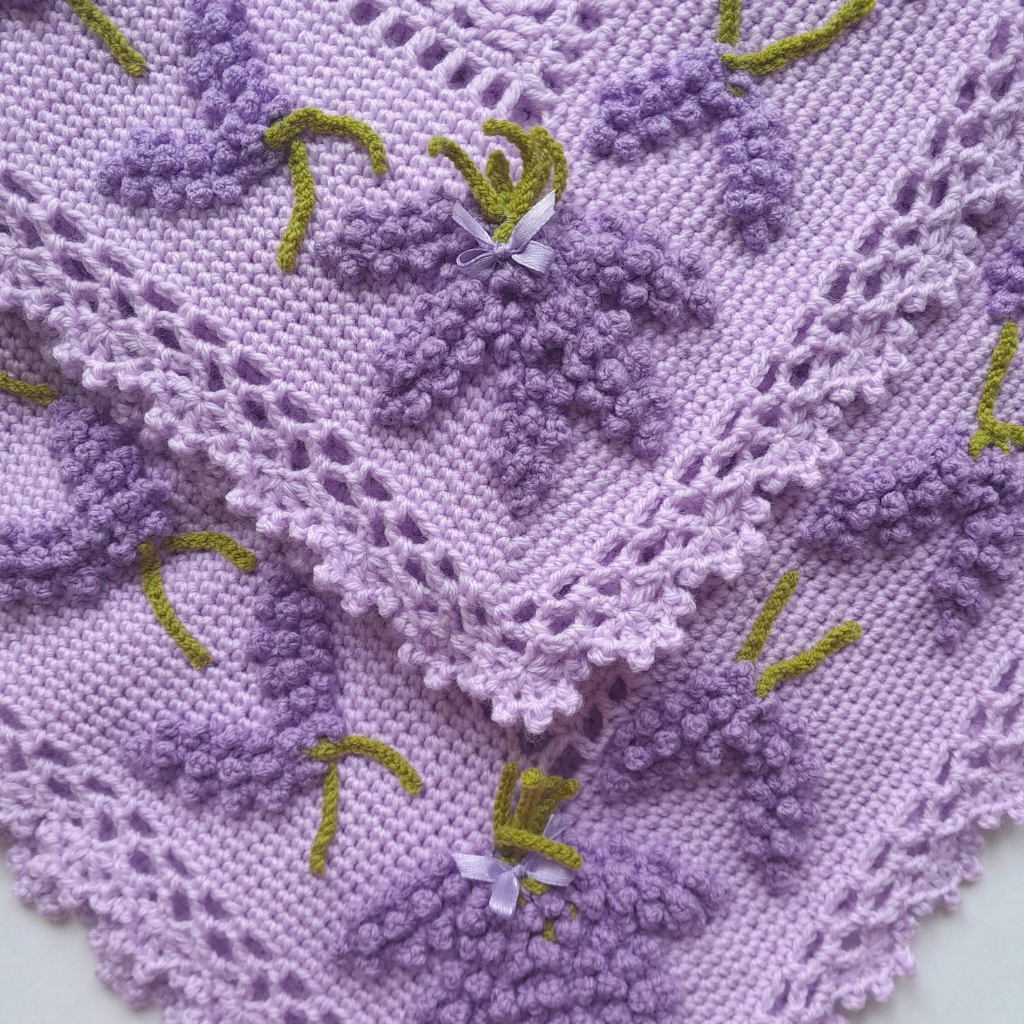 Crochet Baby Blanket Lavender Flowers