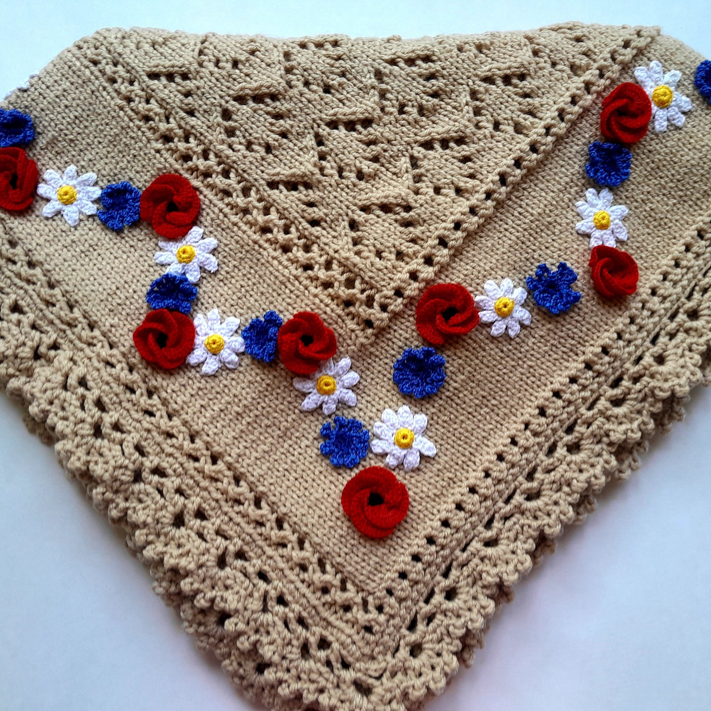 Knit Baby Blanket Wild Flowers