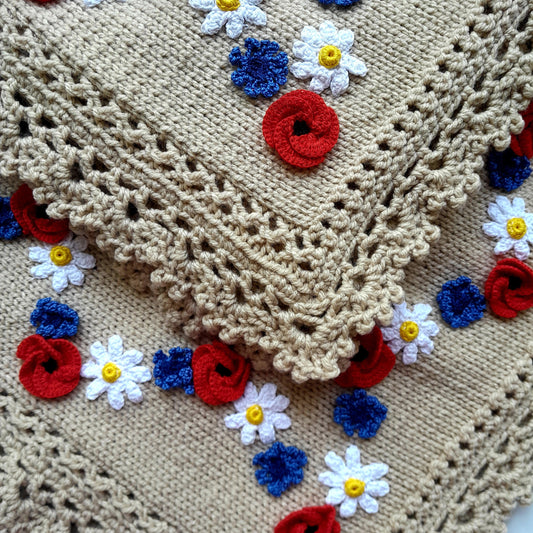 Knit Baby Blanket Wild Flowers