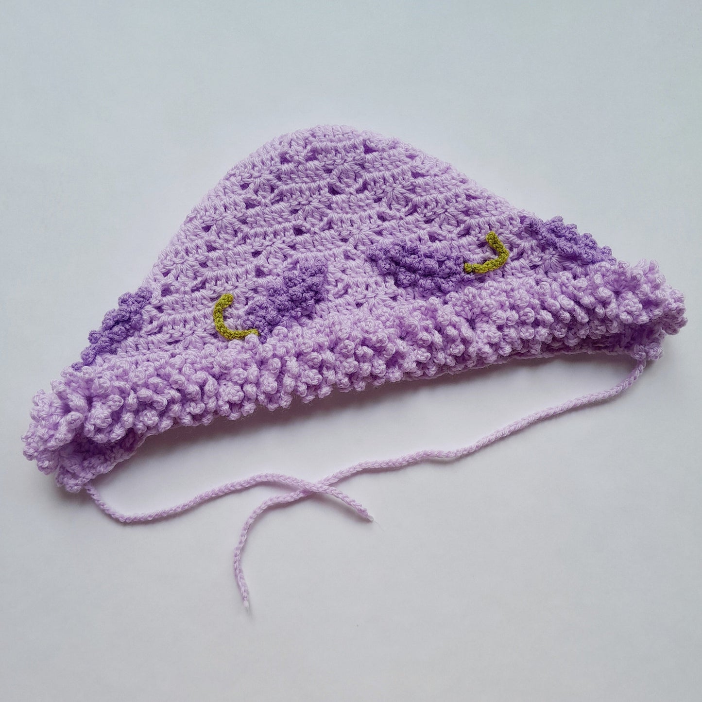 Crochet Baby Blanket, Bonnet, Booties Lavender Flowers