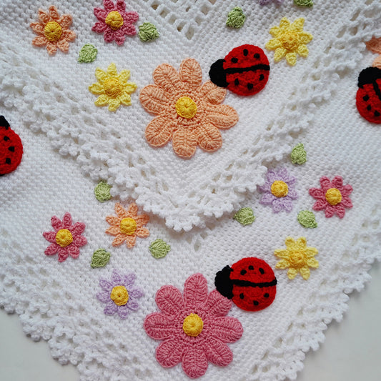 Crochet Baby Blanket Summer Colors Ladybug