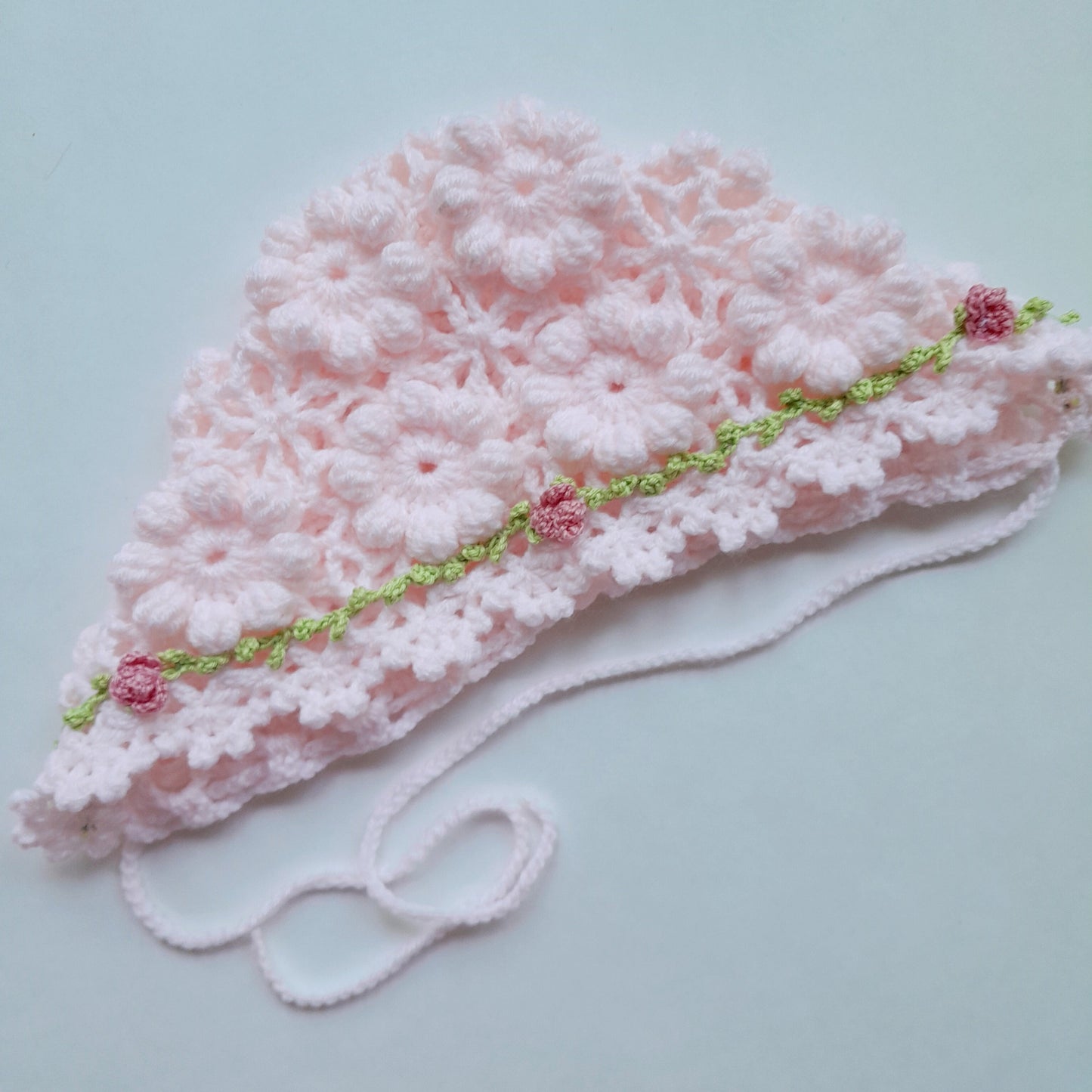 Crochet Baby Blanket, Bonnet, Booties Pink Blossom