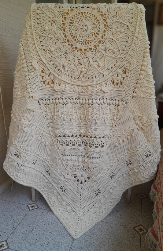 Crochet Cream Large Blanket