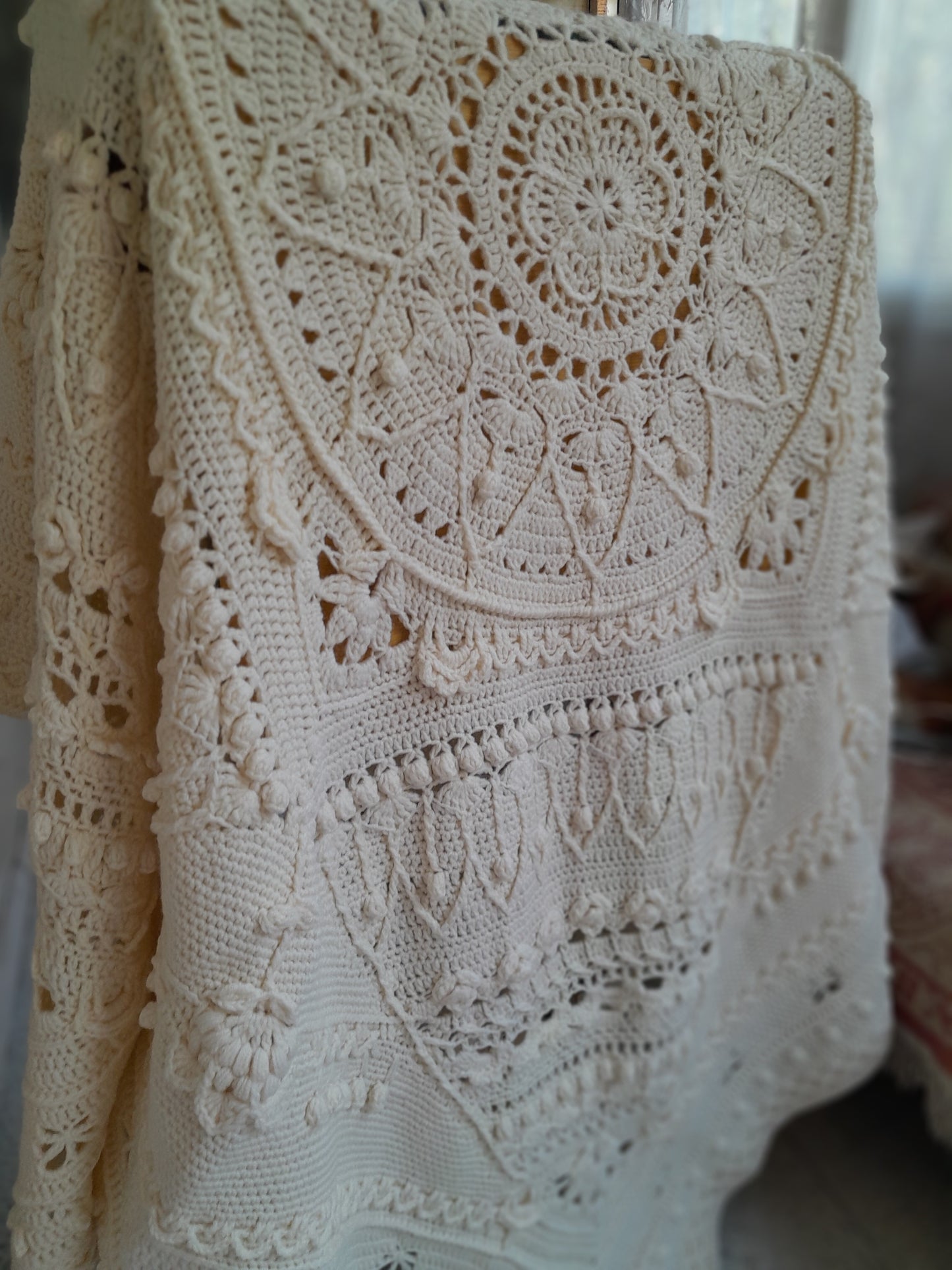 Crochet Cream Large Blanket