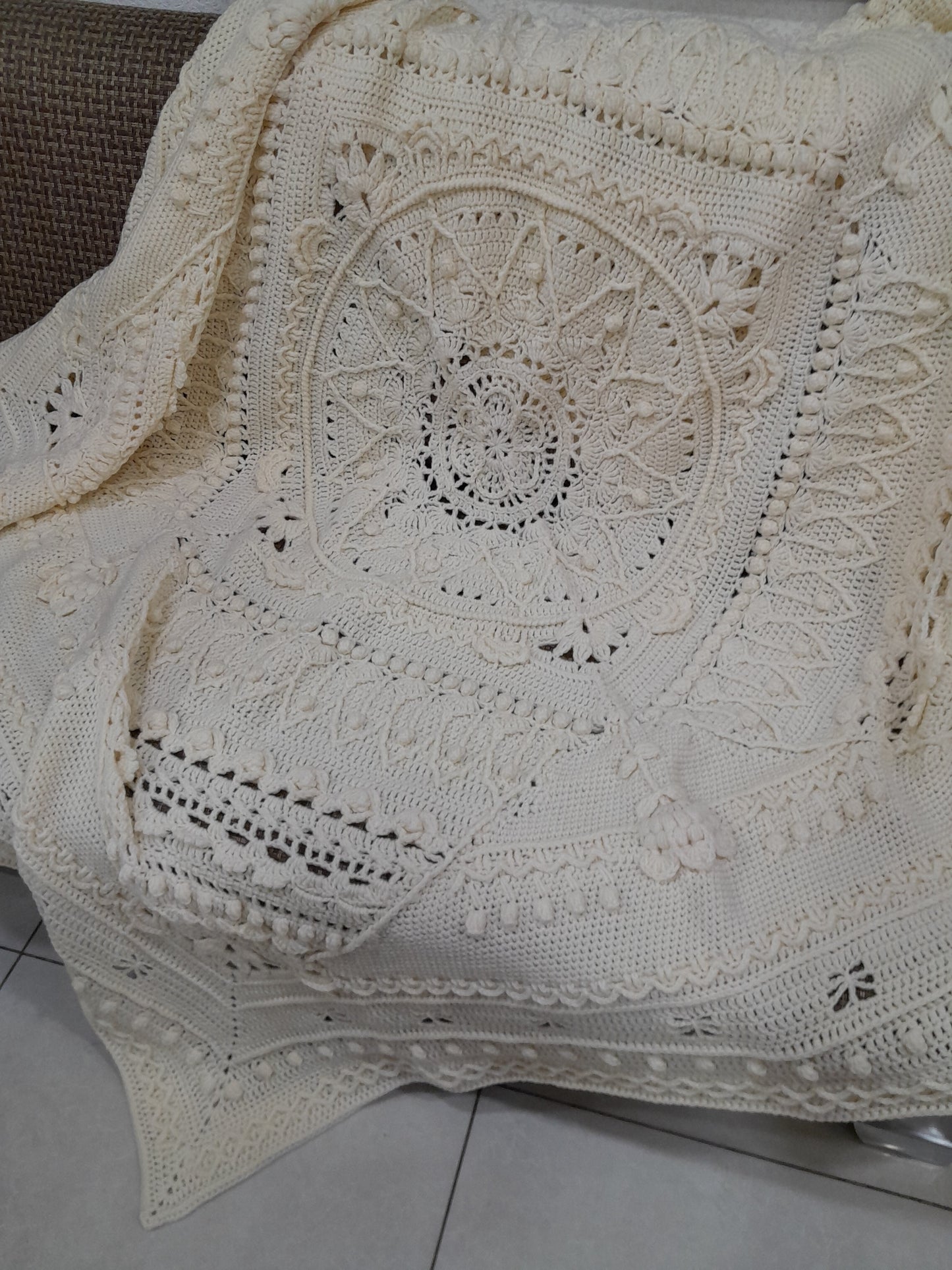 Crochet Cream Large Blanket
