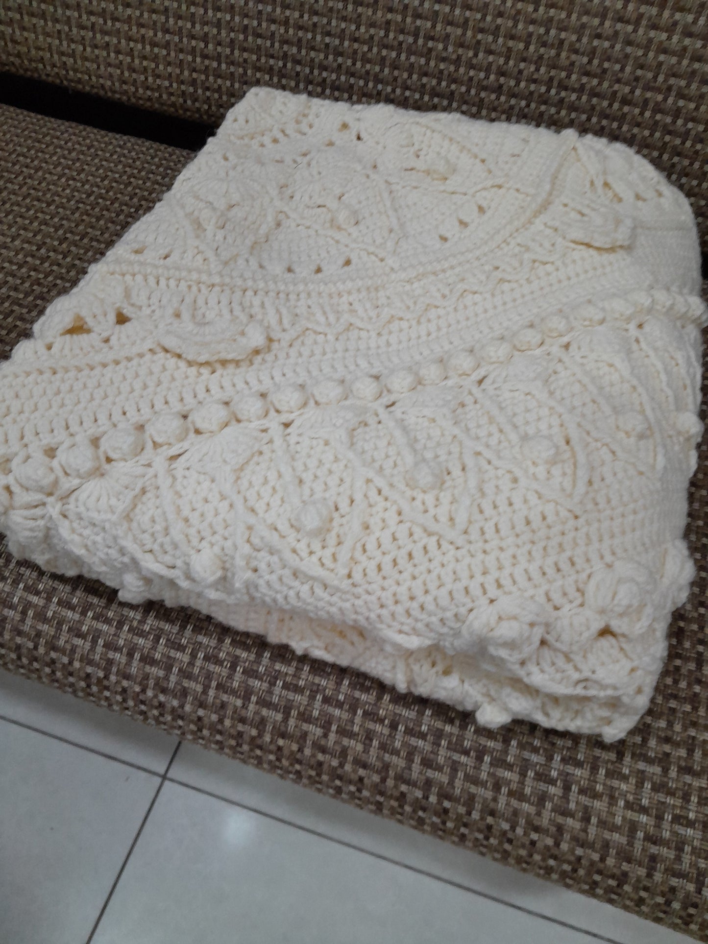Crochet Cream Large Blanket